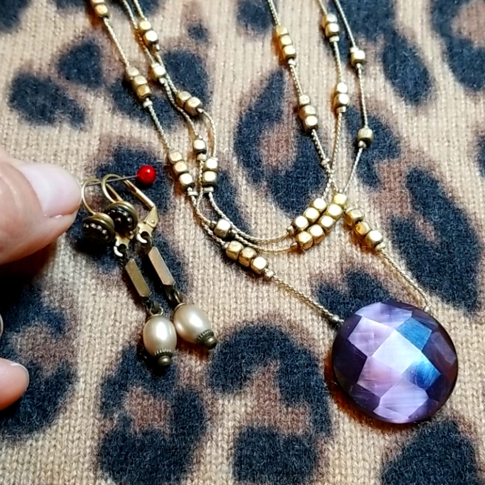 Gift Idea💜Gold Necklace and Earring Set